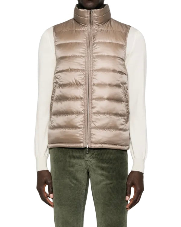 HERNO - Gilet Double Face Verde Militare e Beige