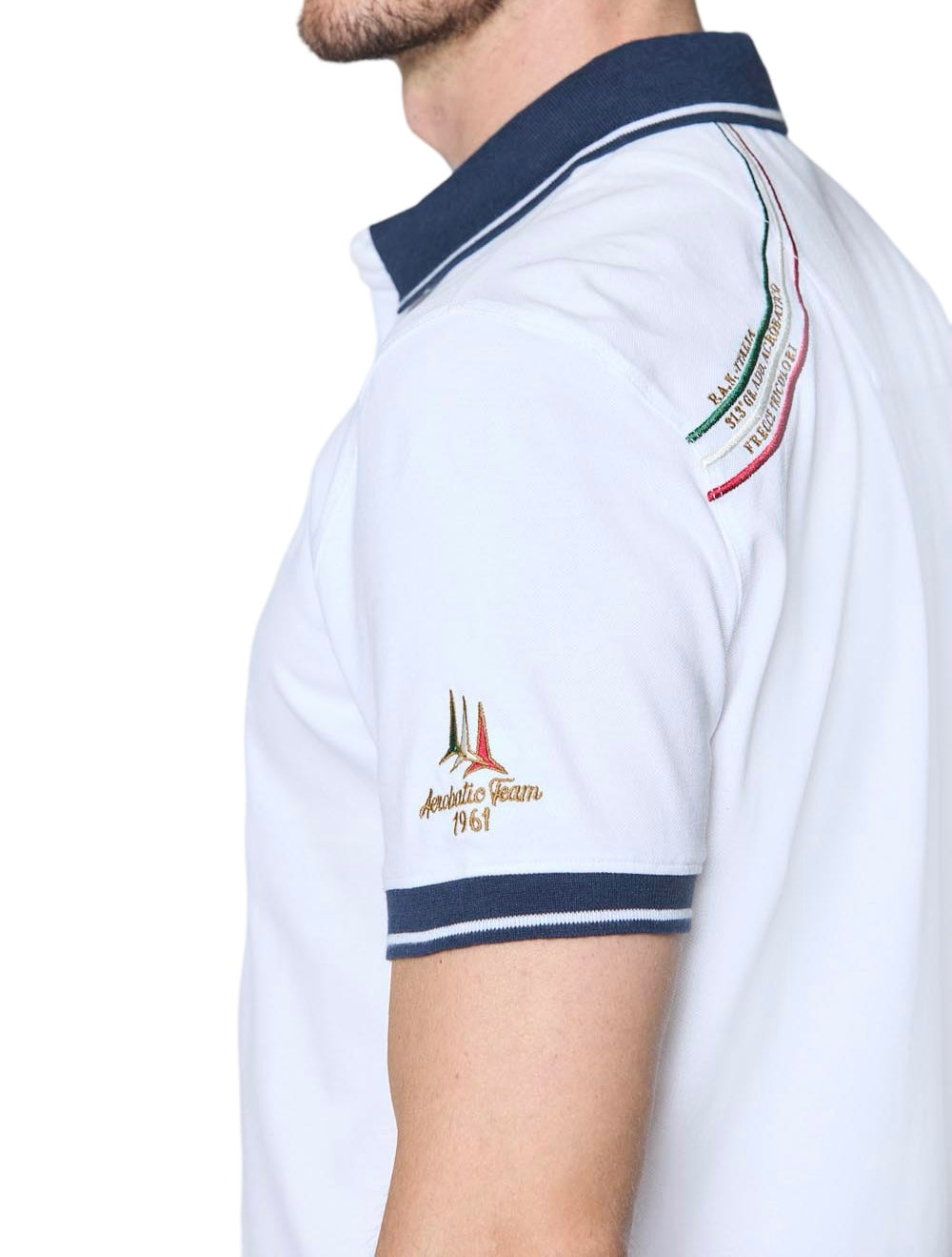 AERONAUTICA MILITARE - Polo Bianca Ricamata Frecce Tricolori