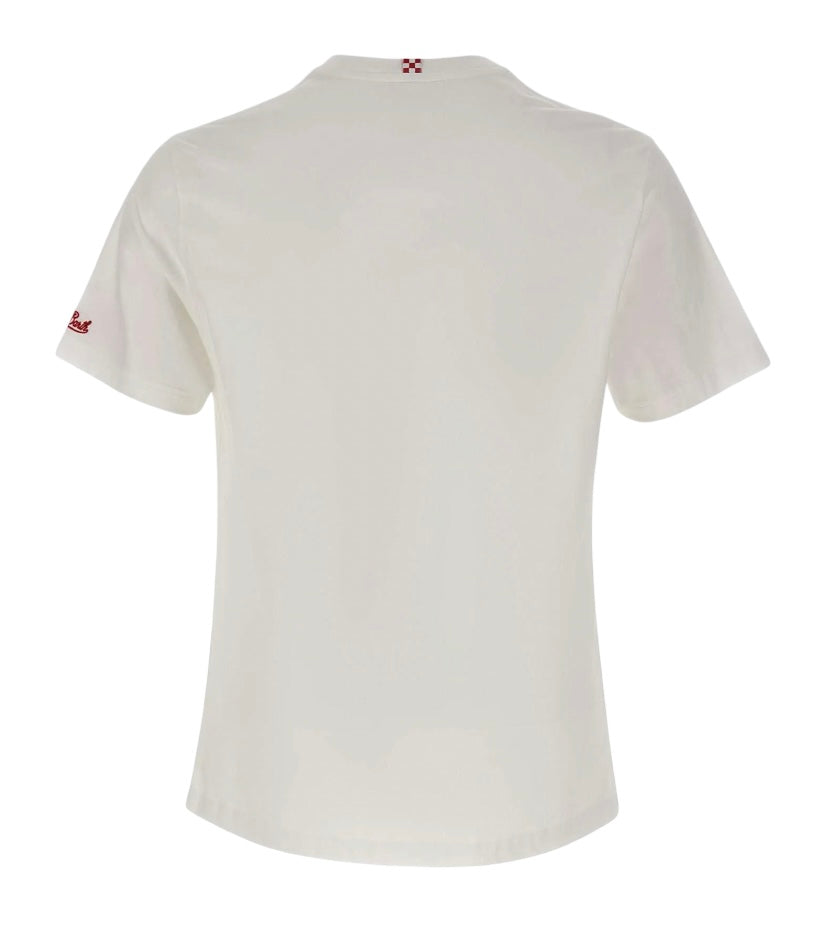 MC2 SAINT BARTH - T-shirt Bianca con ricamo Dazi Amari