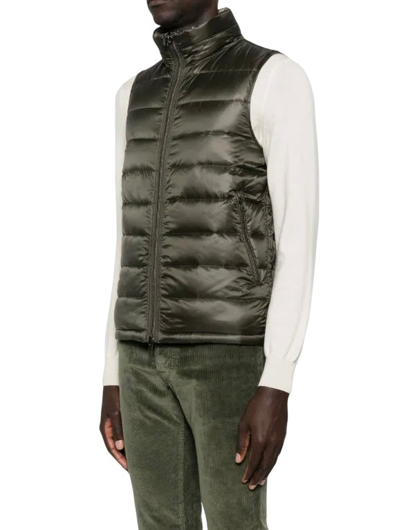 HERNO - Gilet Double Face Verde Militare e Beige