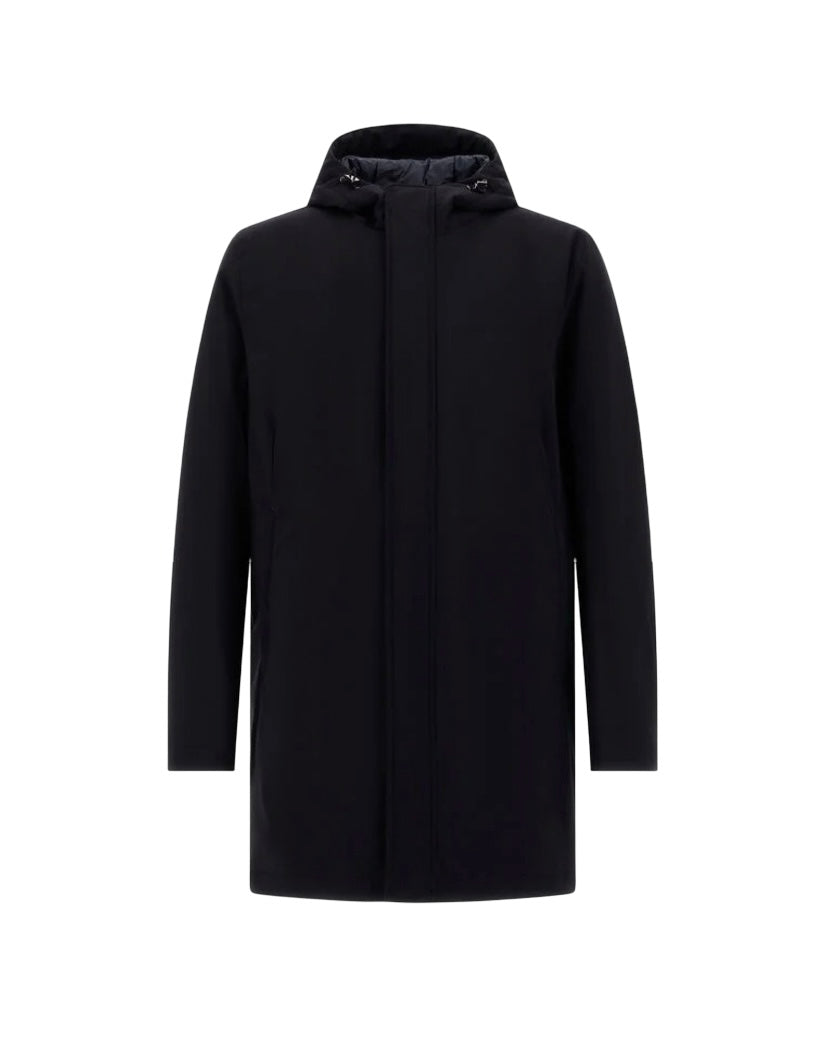 HERNO - Parka Blu in Twill Stretch