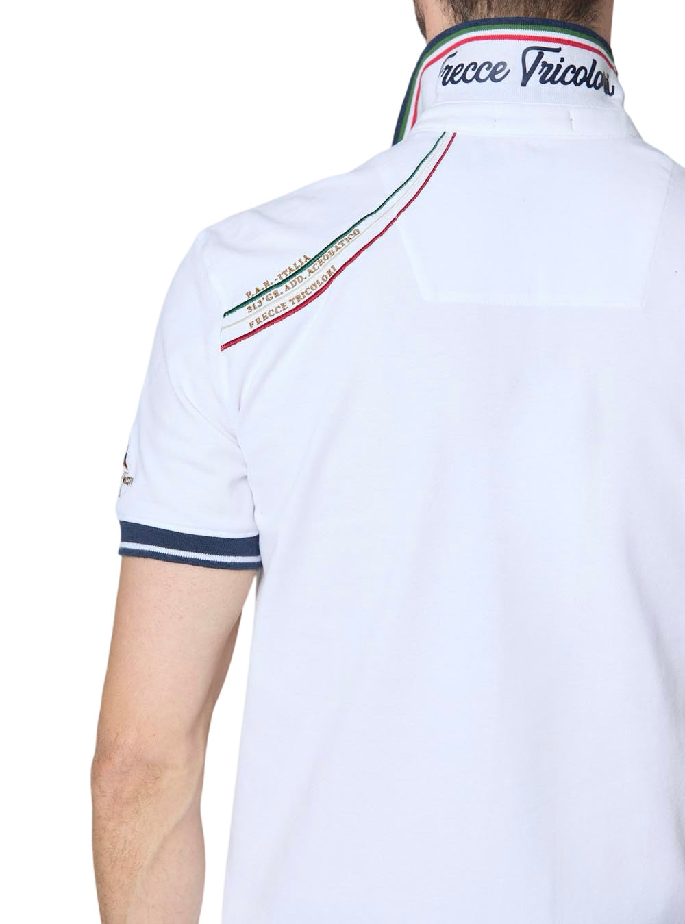 AERONAUTICA MILITARE - Polo Bianca Ricamata Frecce Tricolori