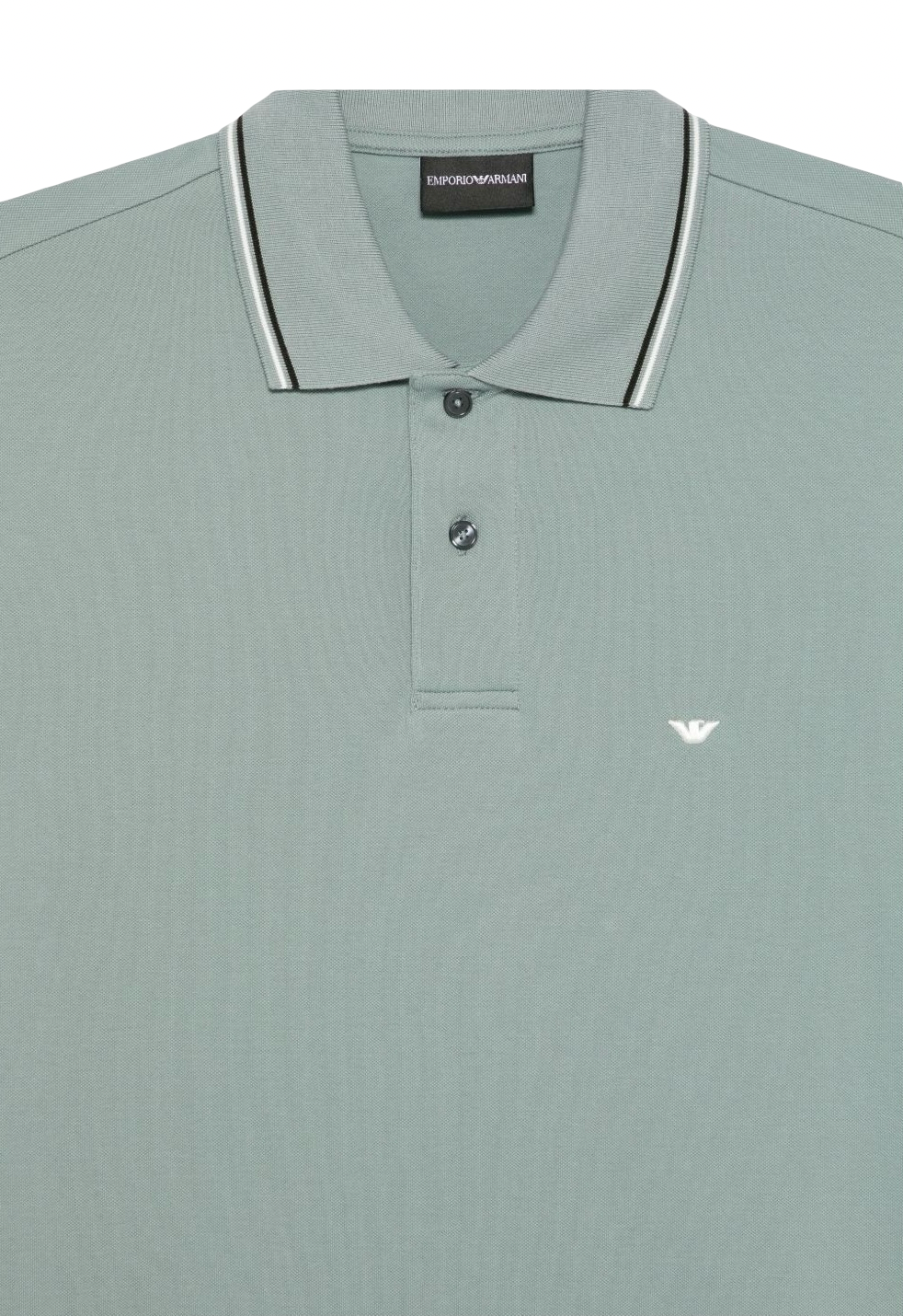 EMPORIO ARMANI - Polo Stormy Sea in Piquet Stretch con Micro Eagle