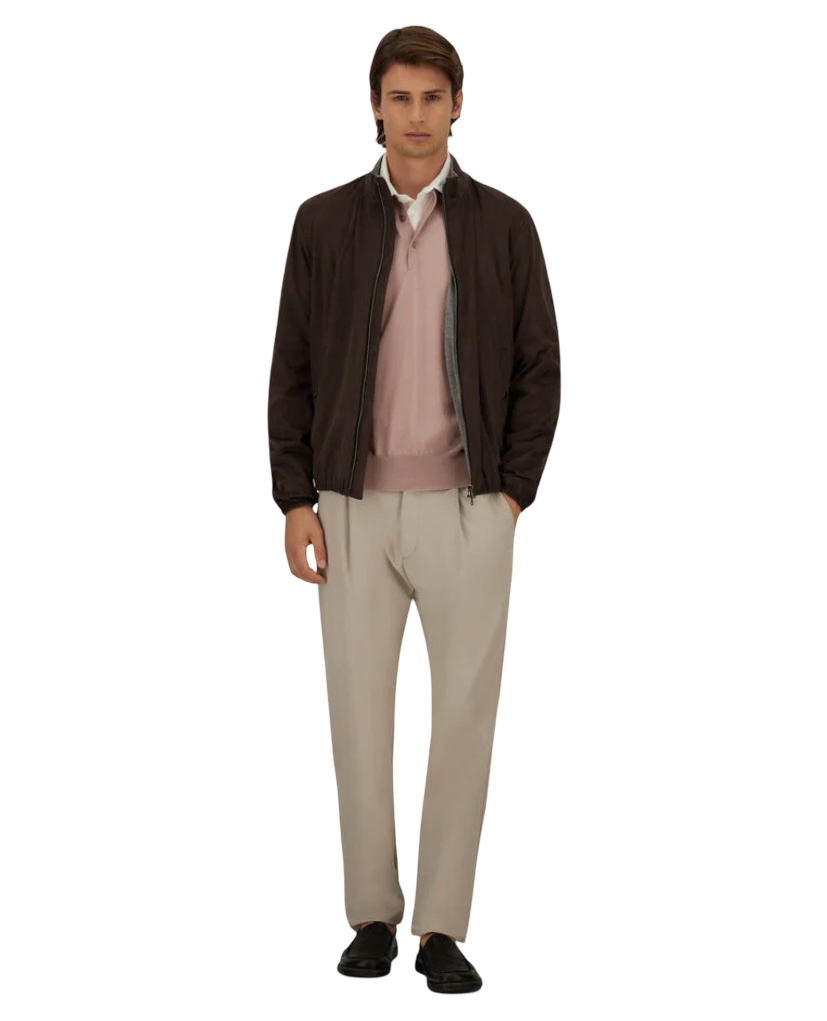HERNO - Giacca Marrone in Suede Effect