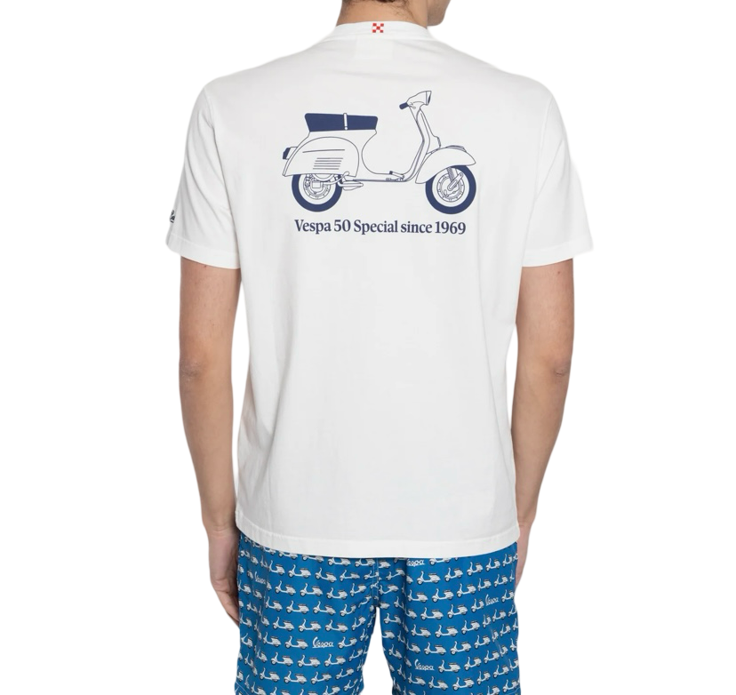 MC2 SAINT BARTH - T-shirt Bianca Vespa 50 Special con Stampa Retro