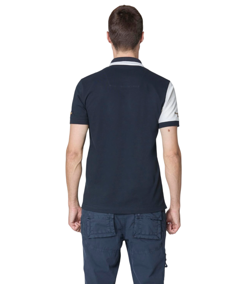 AERONAUTICA MILITARE - Polo Blu e Bianca Color Block Ricamata