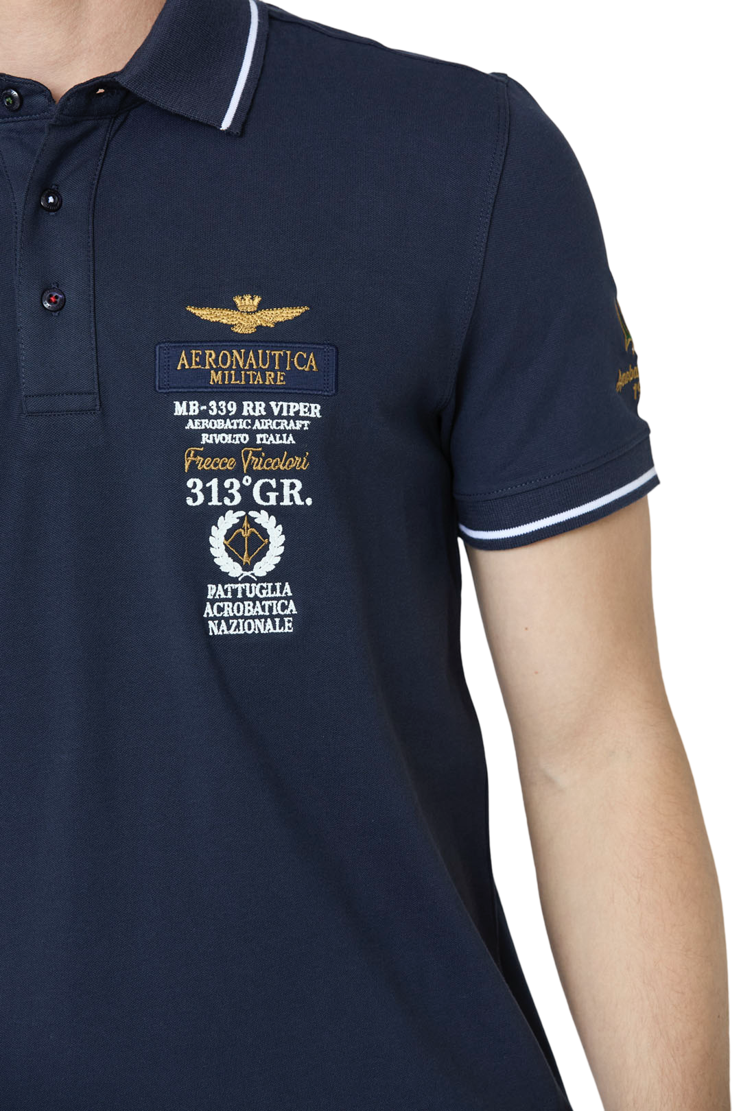 AERONAUTICA MILITARE - Polo Blu Ricamata Frecce Tricolori