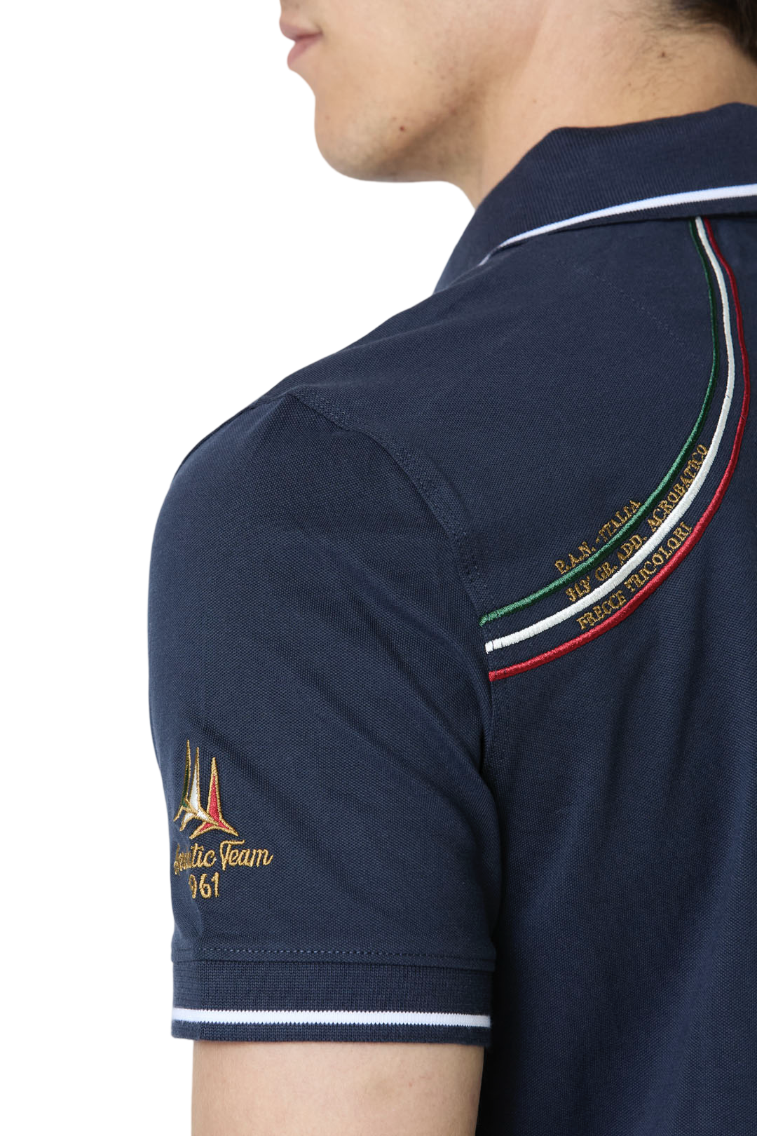 AERONAUTICA MILITARE - Polo Blu Ricamata Frecce Tricolori