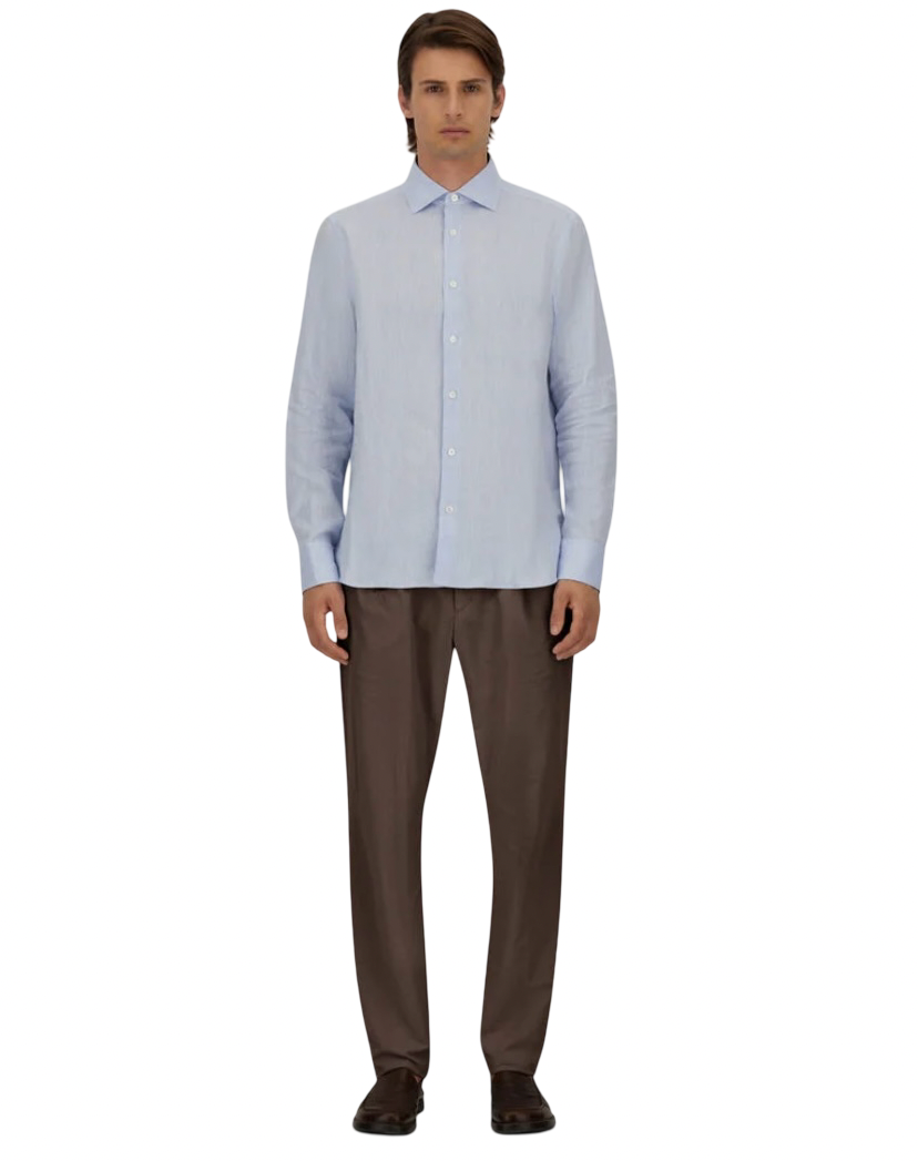 HERNO - Pantalone Marrone in Seersucker Tecnico Stretch