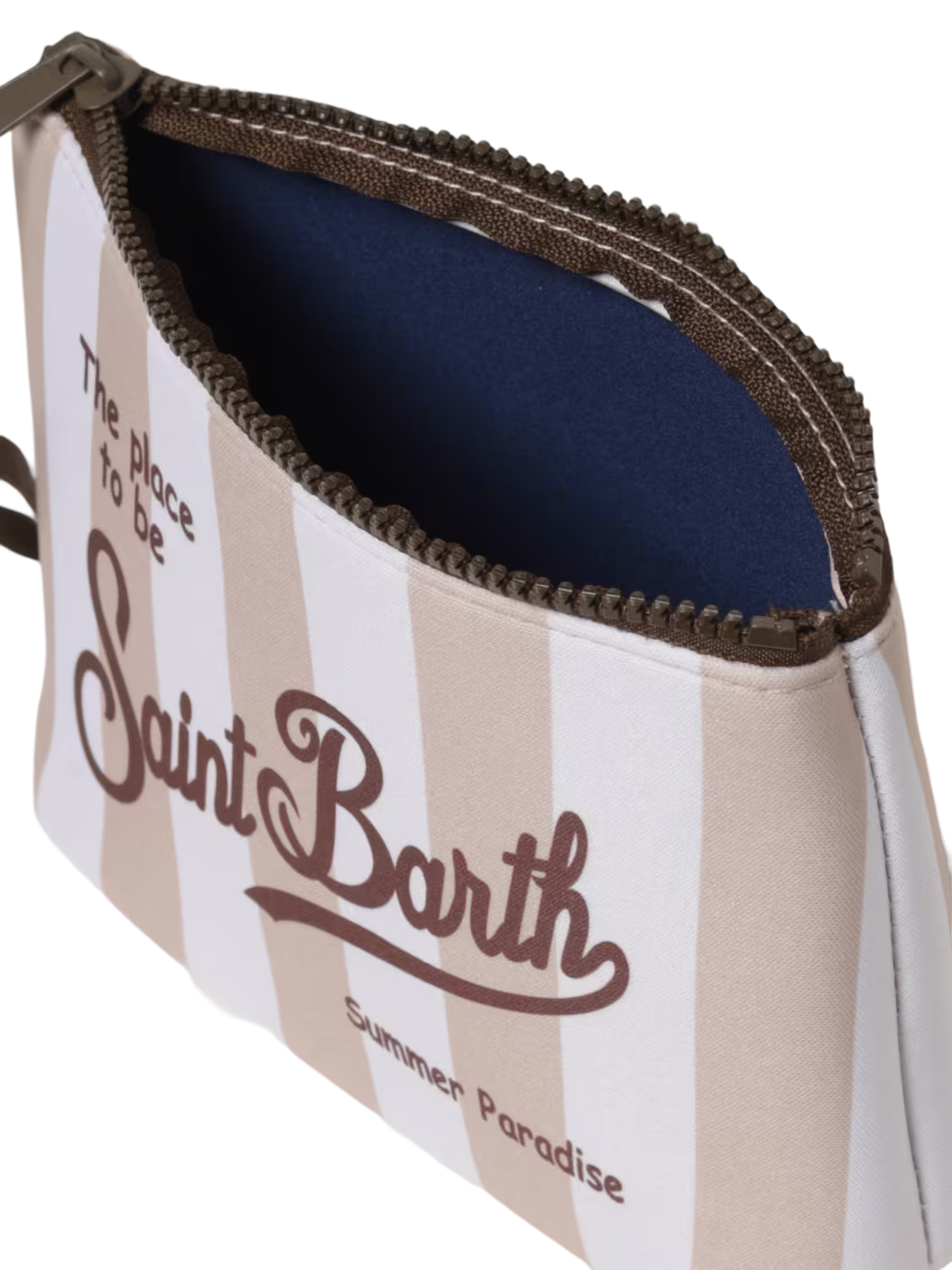 MC2 SAINT BARTH - Pochette Aline Stampa Stripes Beige e Bianco