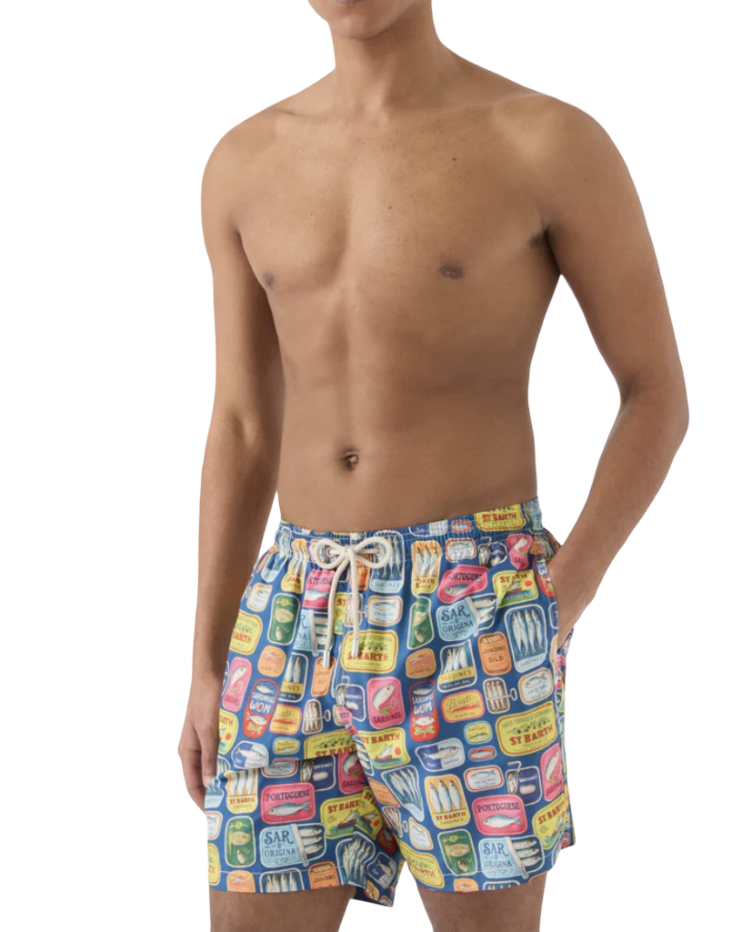 MC2 SAINT BARTH - Costume Azzurro con stampa Scatolette Sardine All Over