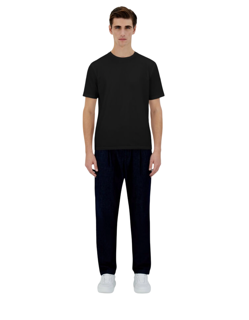 HERNO - T-shirt Nera in Cotone Stretch Superfine