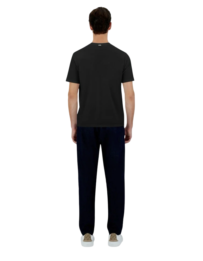 HERNO - T-shirt Nera in Cotone Stretch Superfine