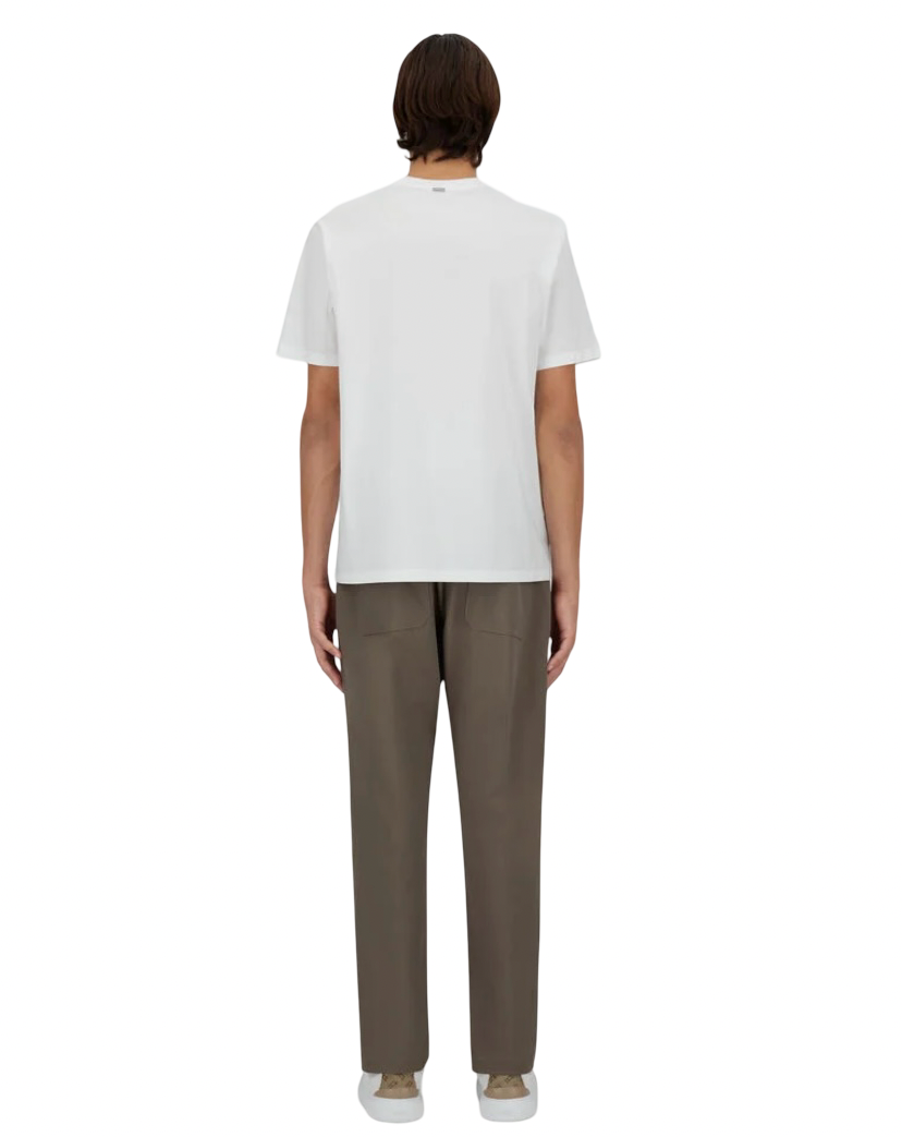HERNO - T-shirt Bianca in Cotone Stretch Superfine