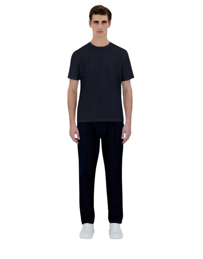 HERNO - T-shirt Blu Navy in Cotone Stretch Superfine