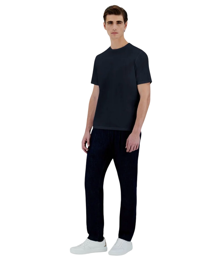 HERNO - T-shirt Blu Navy in Cotone Stretch Superfine
