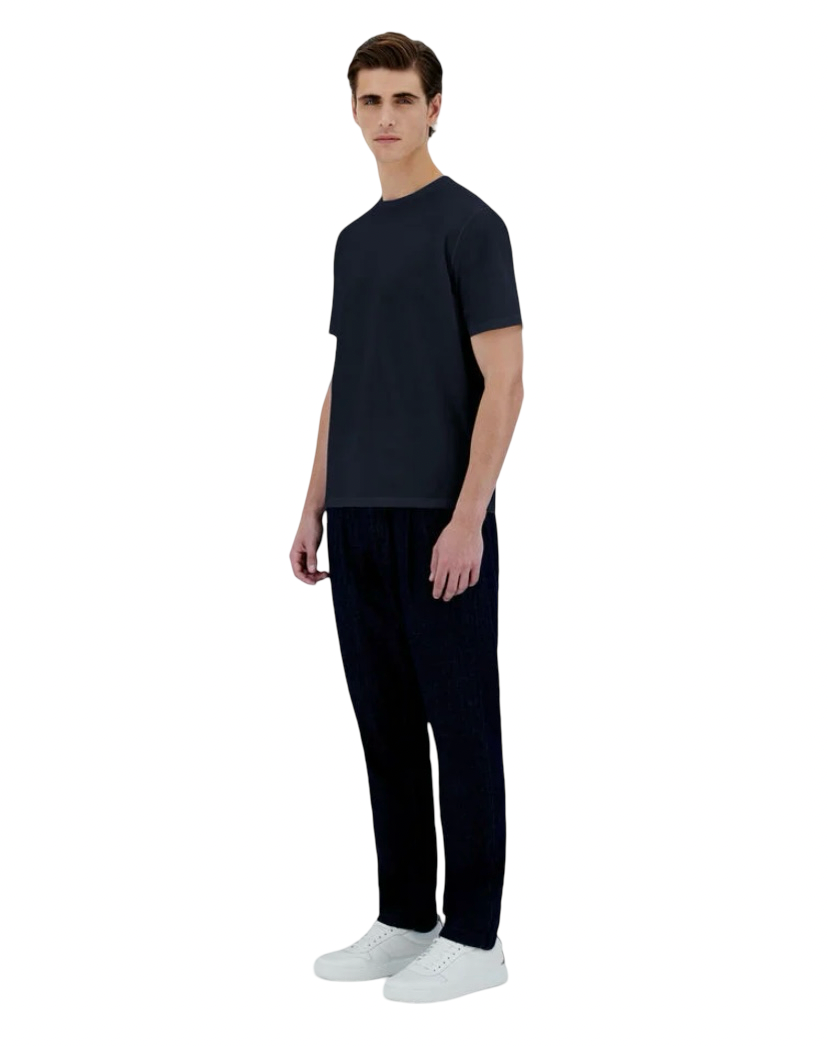 HERNO - T-shirt Blu Navy in Cotone Stretch Superfine