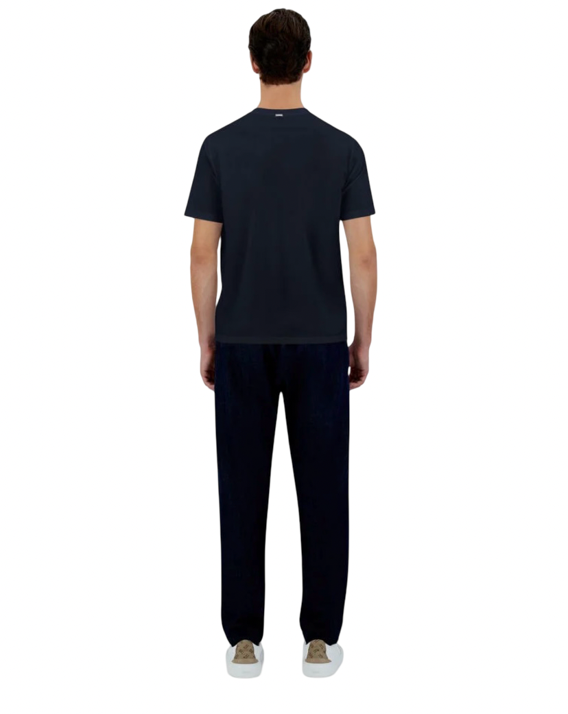 HERNO - T-shirt Blu Navy in Cotone Stretch Superfine
