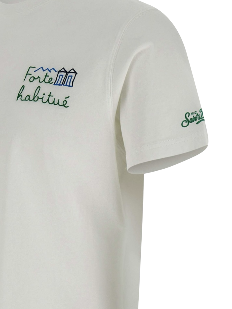 MC2 SAINT BARTH - T-shirt Bianca Ricamo Forte Habitué