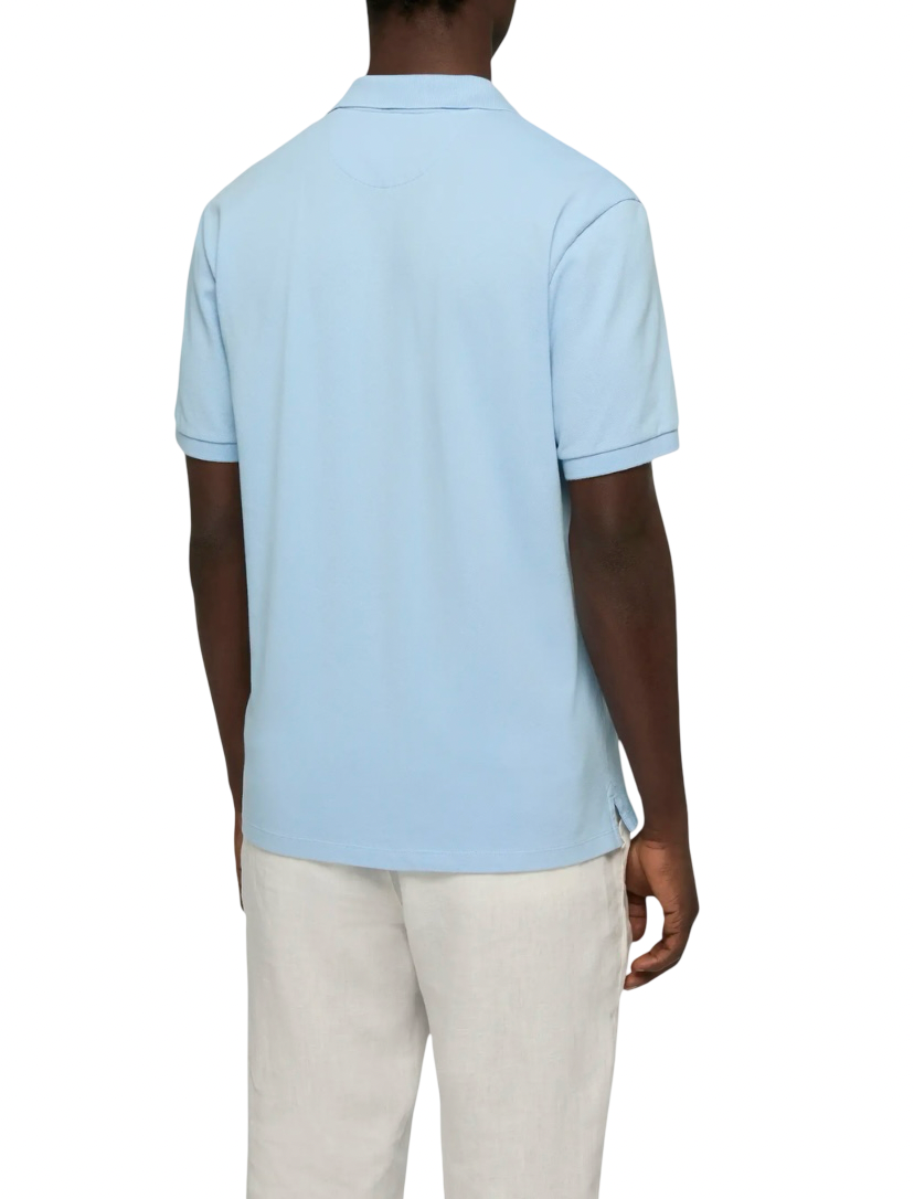 MC2 SAINT BARTH - Polo Celeste Charles in Cotone Stretch Piquet Senza Bottoni
