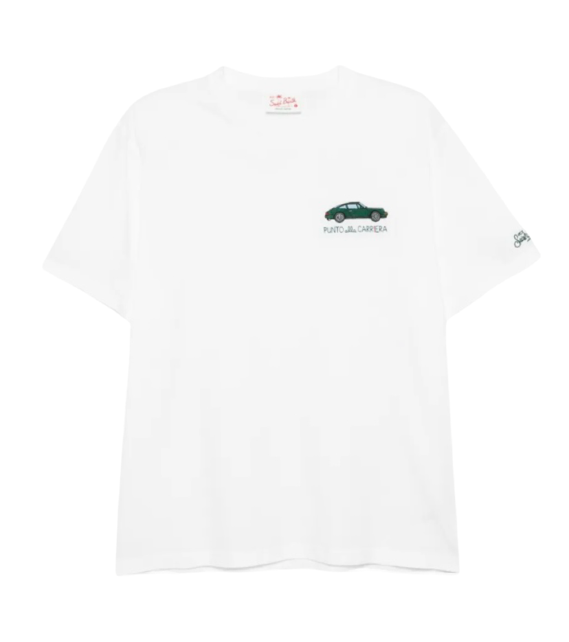 MC2 SAINT BARTH - T-shirt Bianca con ricamo Punto alla Carriera