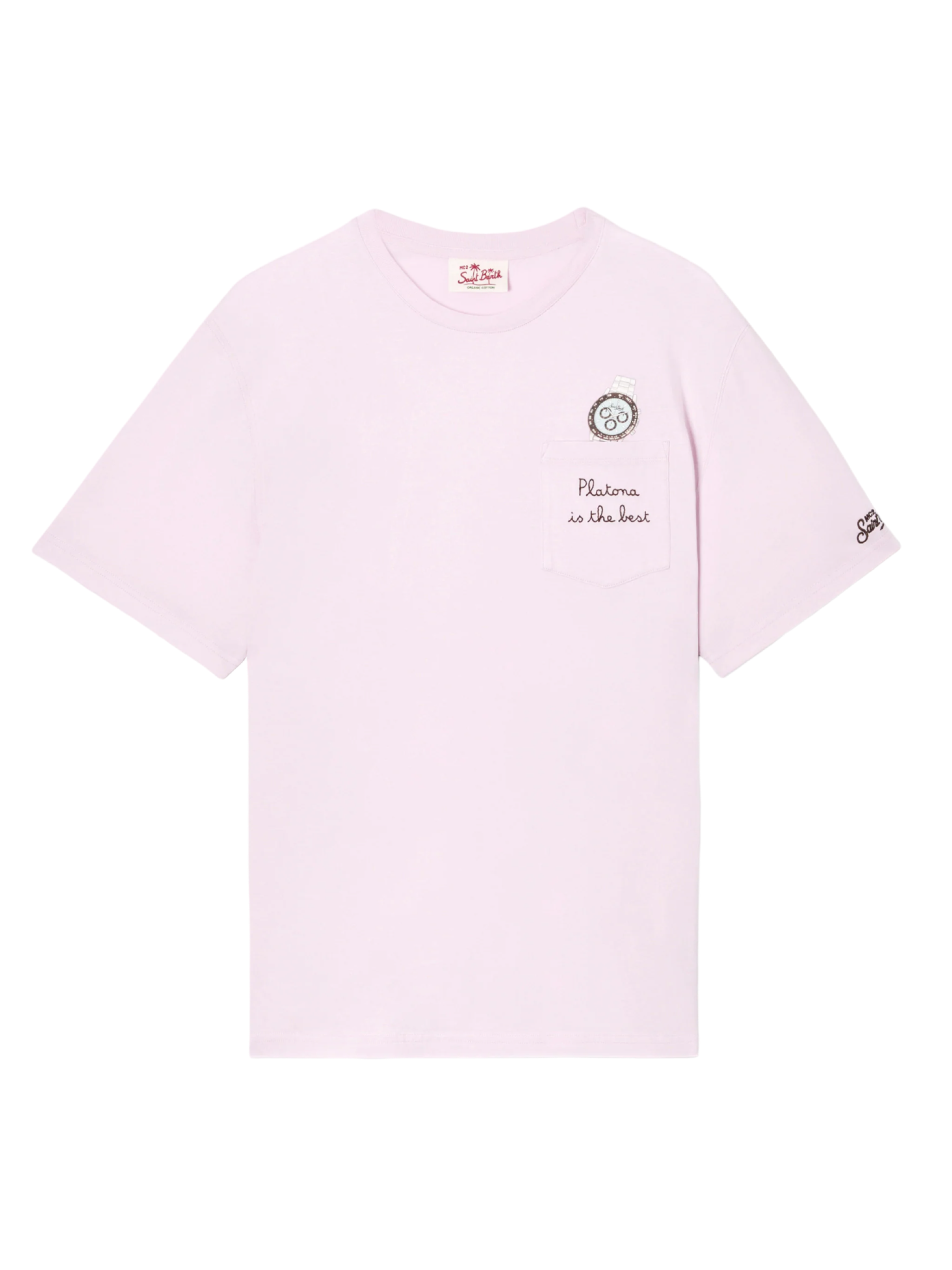MC2 SAINT BARTH - T-shirt Austin Rosa con Orologio e Ricamo Platona Is The Best