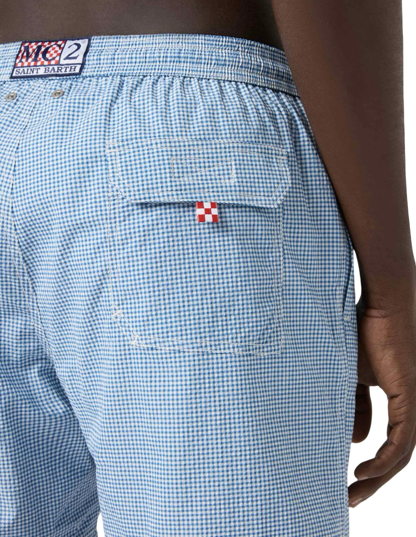 MC2 SAINT BARTH - Costume Patmos Seersucker Vichy Micro Blu