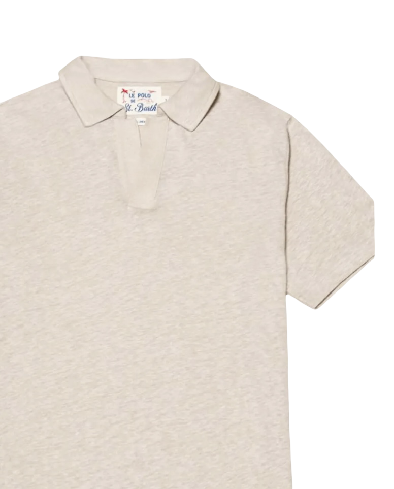 MC2 SAINT BARTH - Polo Fraser Beige in Lino Senza Bottoni