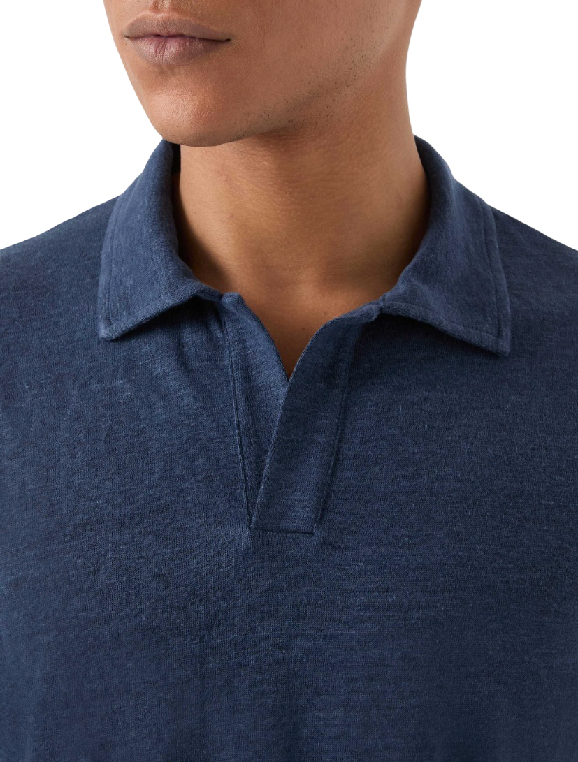 MC2 SAINT BARTH - Polo Fraser Blu in Lino Senza Bottoni