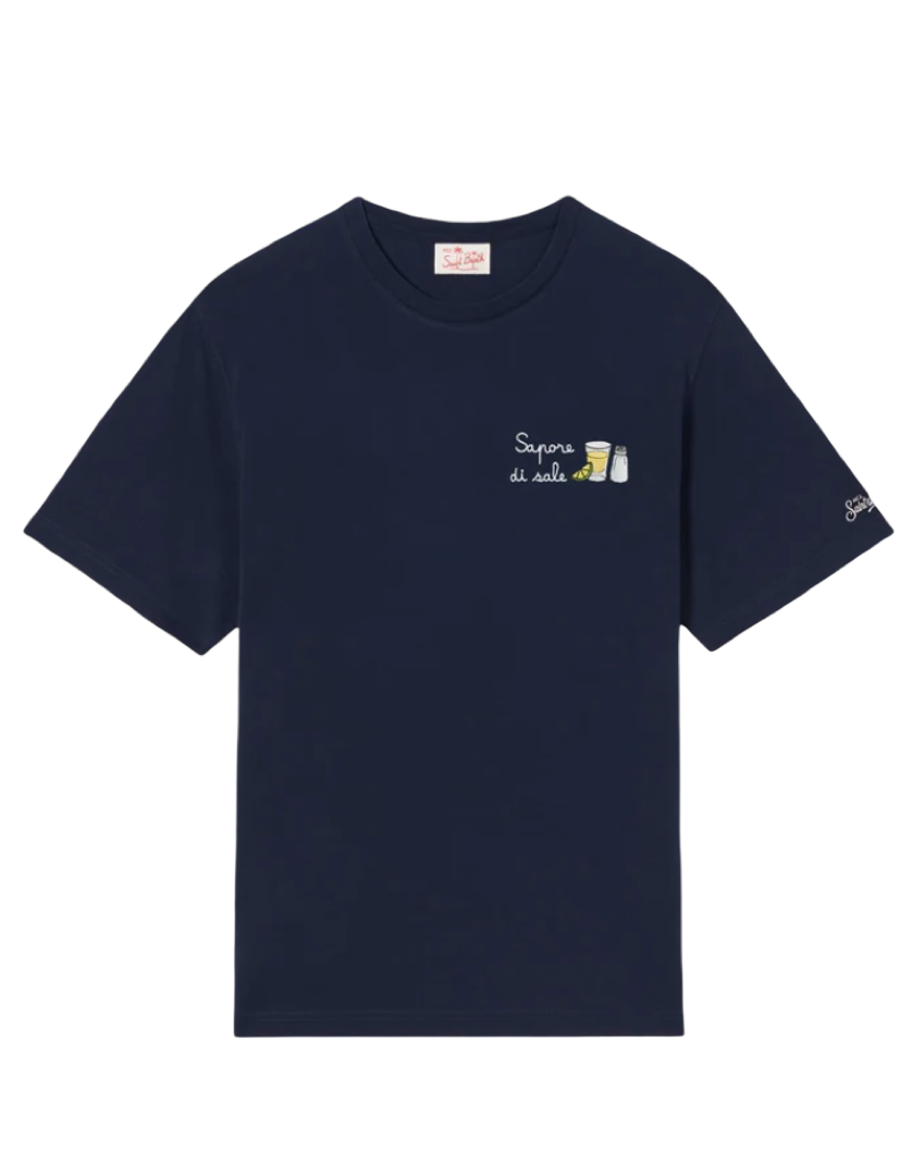 MC2 SAINT BARTH - T-shirt Blu con ricamo Sapore di Sale