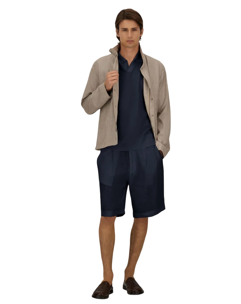 HERNO - Polo Blu in Jersey Knit Effect
