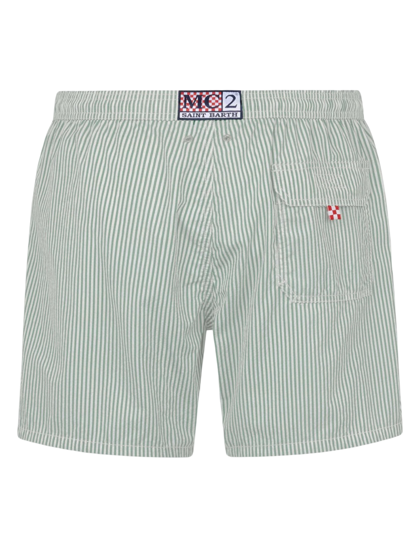 MC2 SAINT BARTH - Costume Patmos Seersucker Stripes Verde Salvia