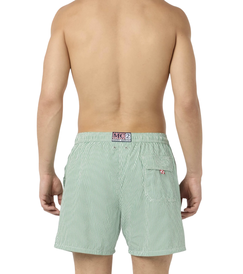 MC2 SAINT BARTH - Costume Patmos Seersucker Stripes Verde Salvia