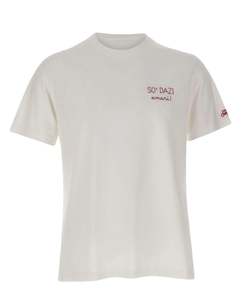 MC2 SAINT BARTH - T-shirt Bianca con ricamo Dazi Amari