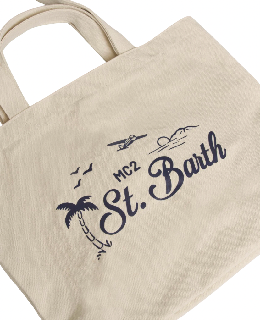 MC2 SAINT BARTH - Borsa Tote Essential Beach in Cotone Bianca