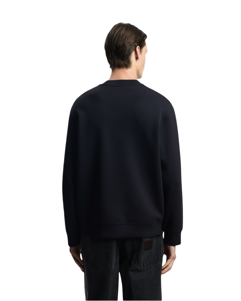 EMPORIO ARMANI - Felpa Blu Navy con ricamo EA in rilievo