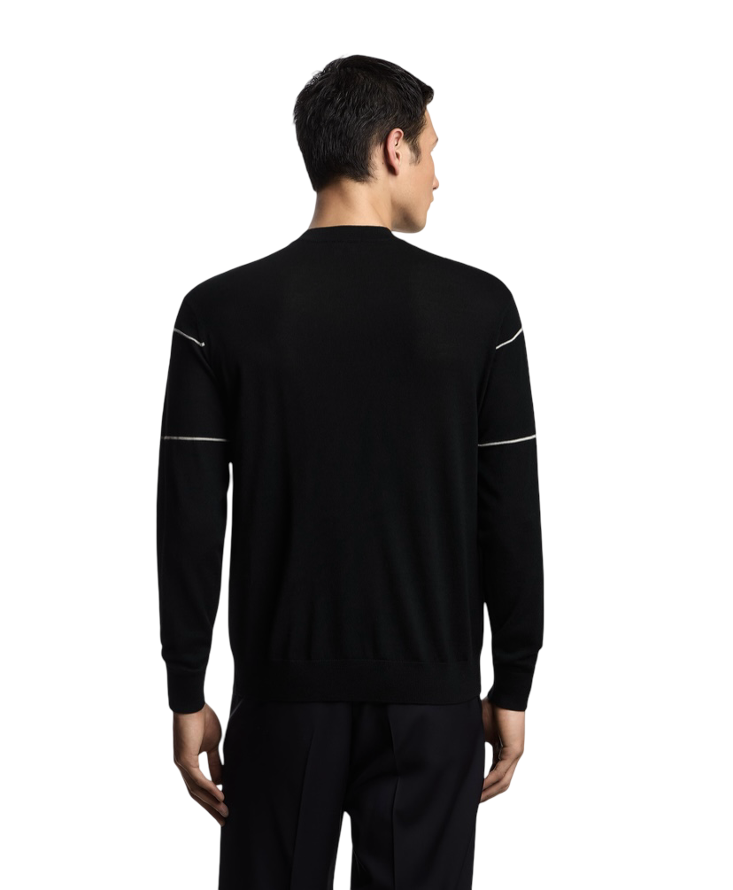 EMPORIO ARMANI - Maglione Nero con Logo Jacquard