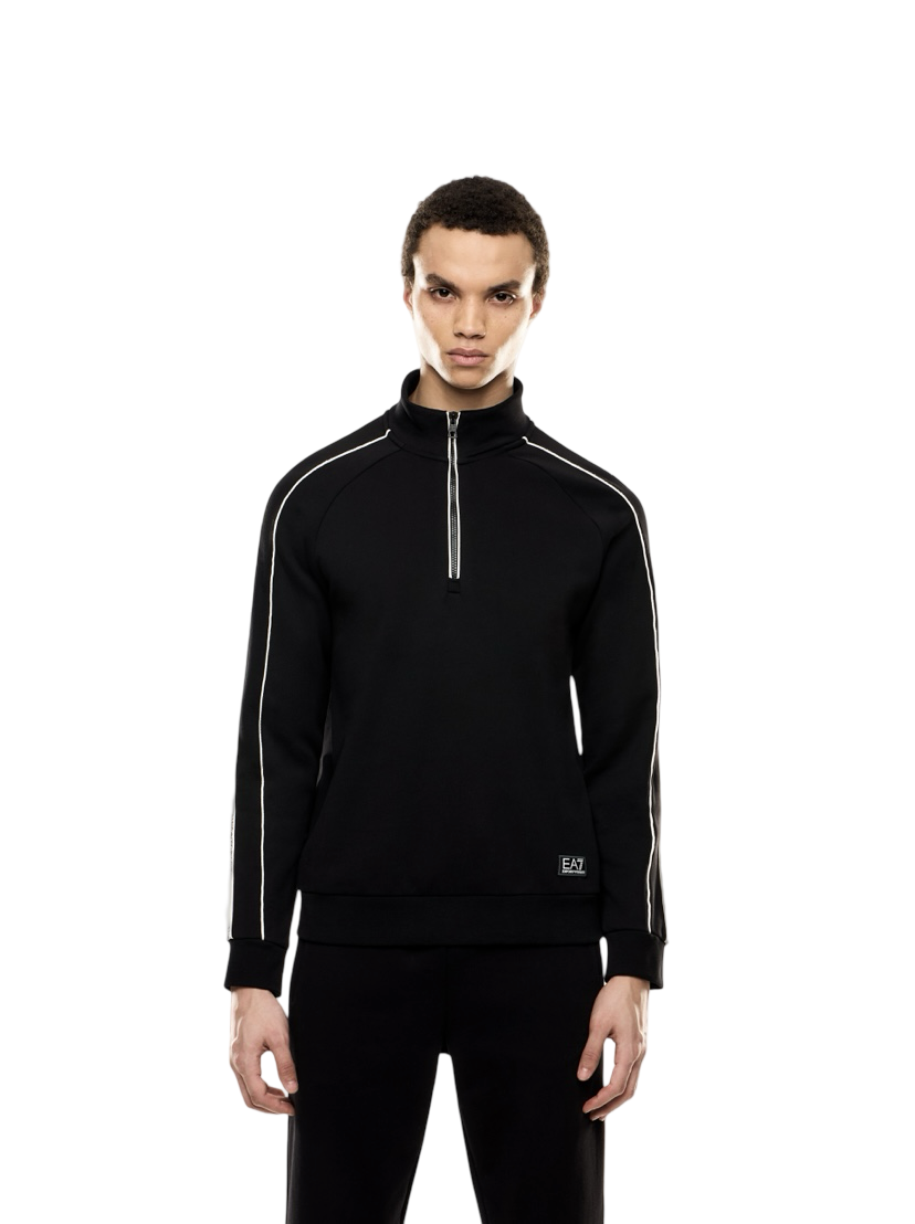 EA7 - Felpa Nera Mezza Zip Logo Series