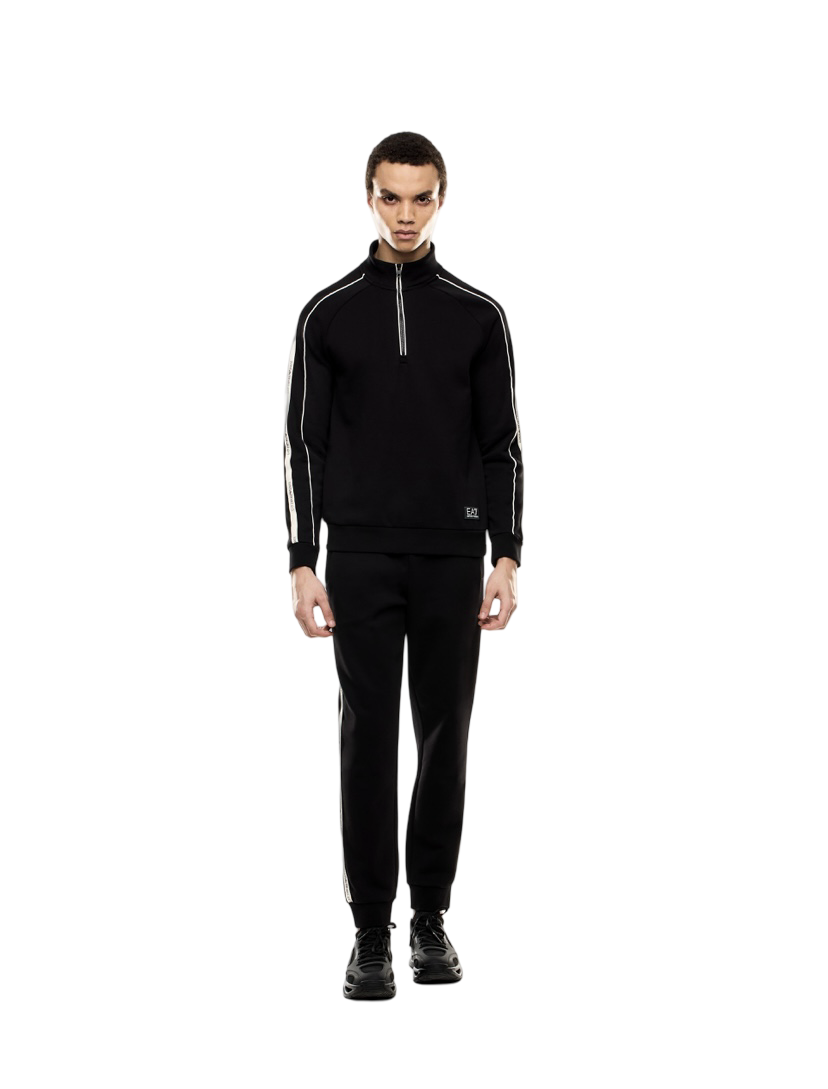 EA7 - Felpa Nera Mezza Zip Logo Series