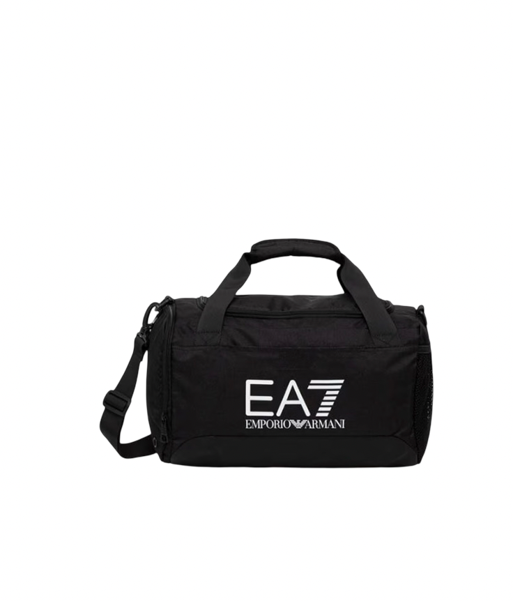 EA7 - Borsa Sportiva Nera con Maxi Logo in Tessuto Tecnico
