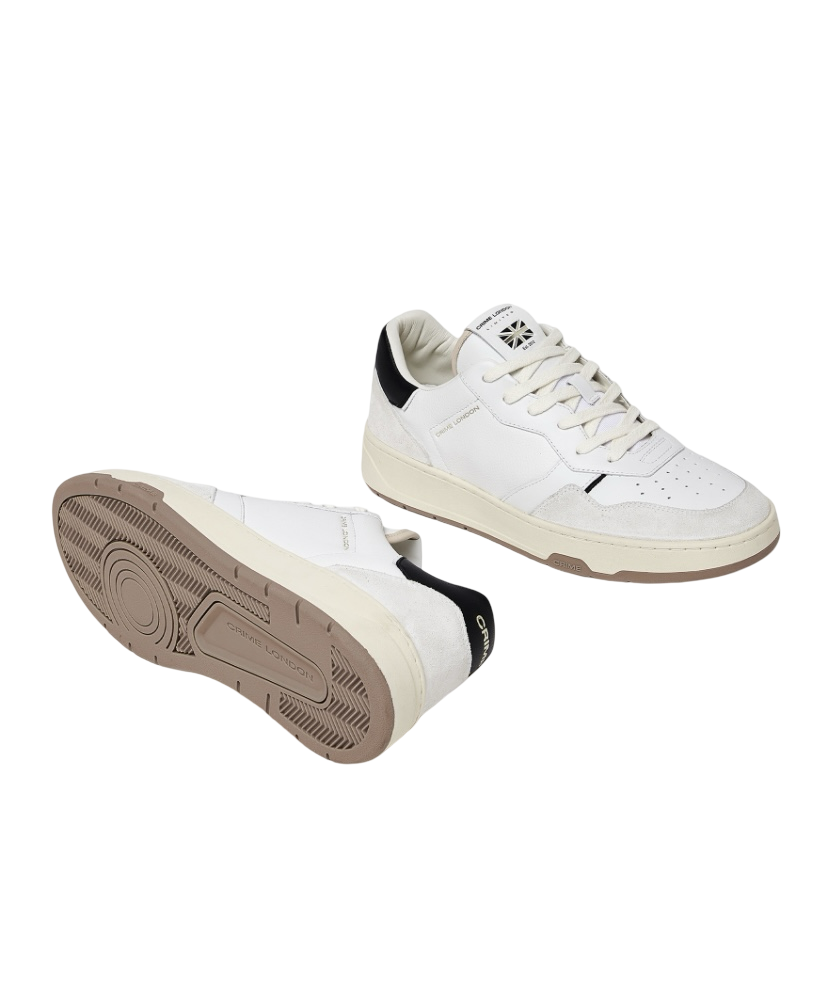 CRIME LONDON - Sneakers Timeless Black Touch Bianche con talloncino Nero