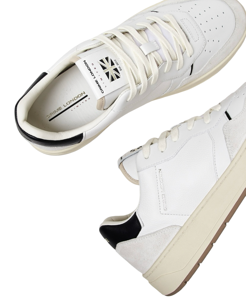 CRIME LONDON - Sneakers Timeless Black Touch Bianche con talloncino Nero