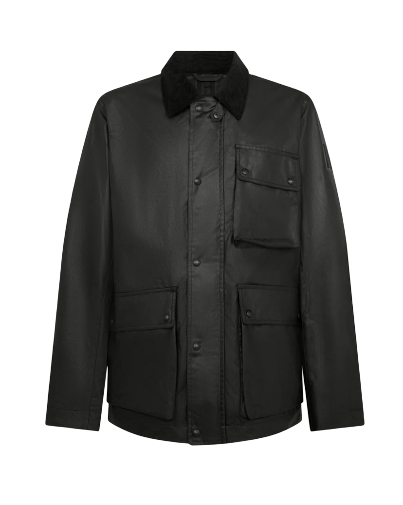 BELSTAFF - Giacca Incline Nera in Cotone Cerato