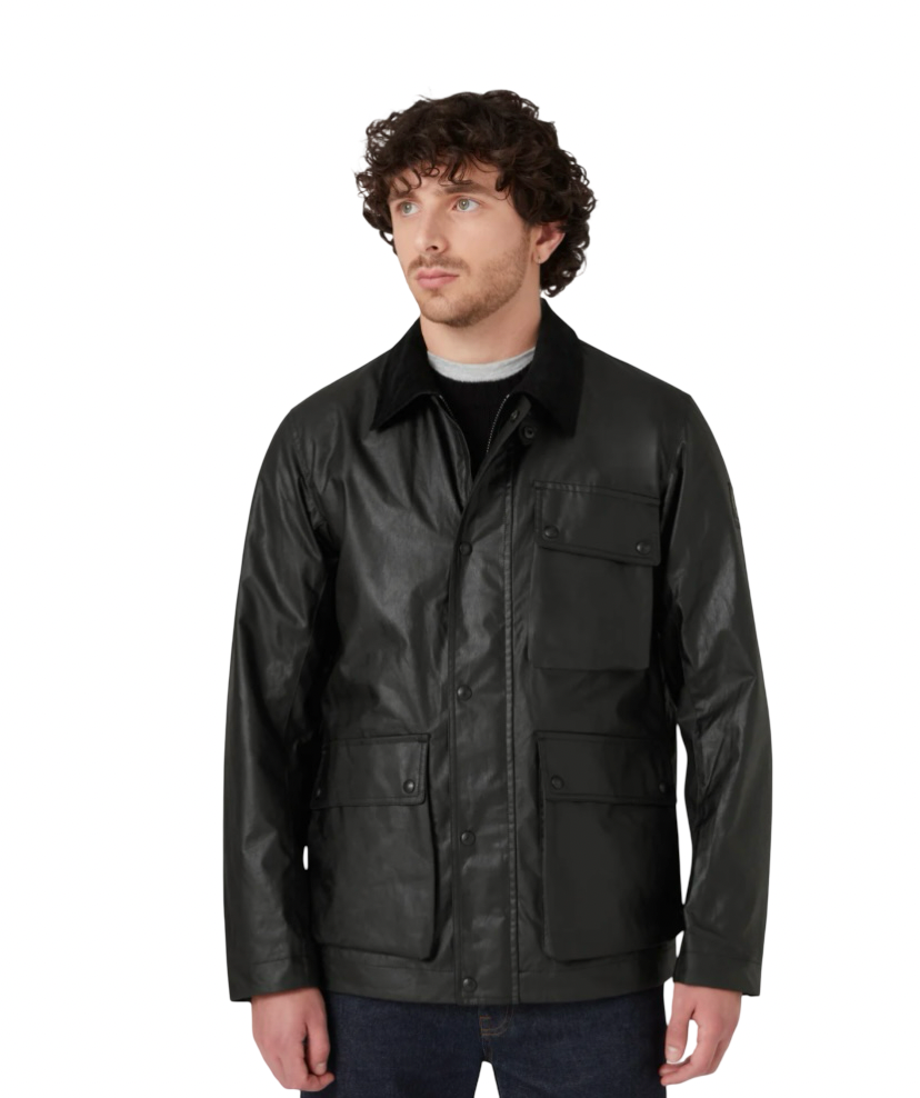 BELSTAFF - Giacca Incline Nera in Cotone Cerato