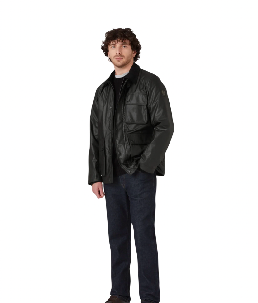 BELSTAFF - Giacca Incline Nera in Cotone Cerato