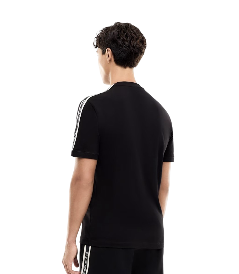 EA7 - T-shirt Nera Logo Series con Bande sulle spalle