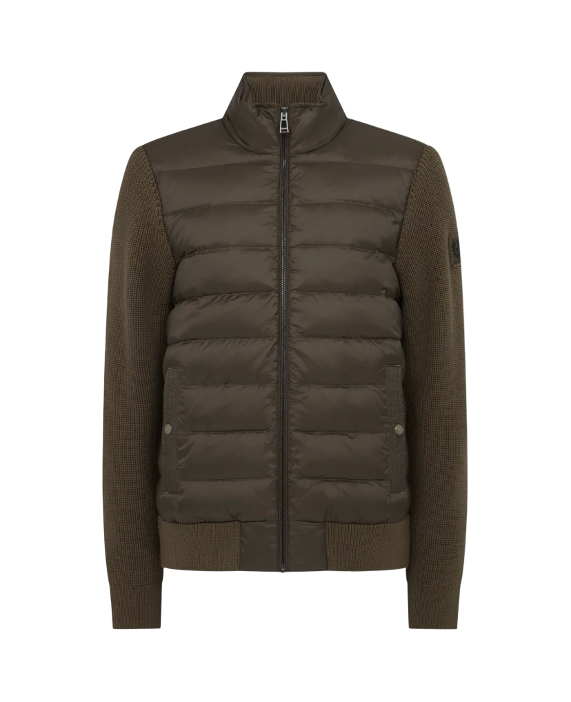 BELSTAFF - Cardigan Circuiteer Marrone con inserti in piumino