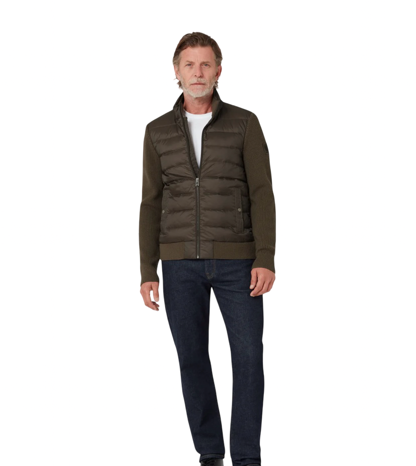 BELSTAFF - Cardigan Circuiteer Marrone con inserti in piumino