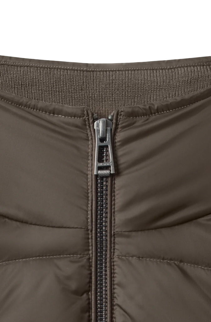 BELSTAFF - Cardigan Circuiteer Marrone con inserti in piumino