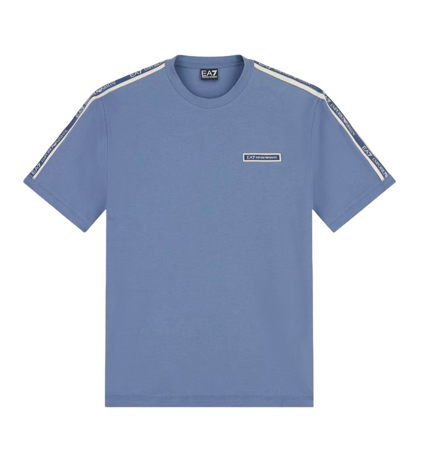 EA7 - T-shirt Azzurra Logo Series con Bande sulle spalle